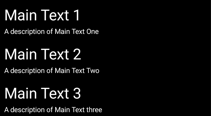 ListView elements for layout MainText,DetailText(vertical)